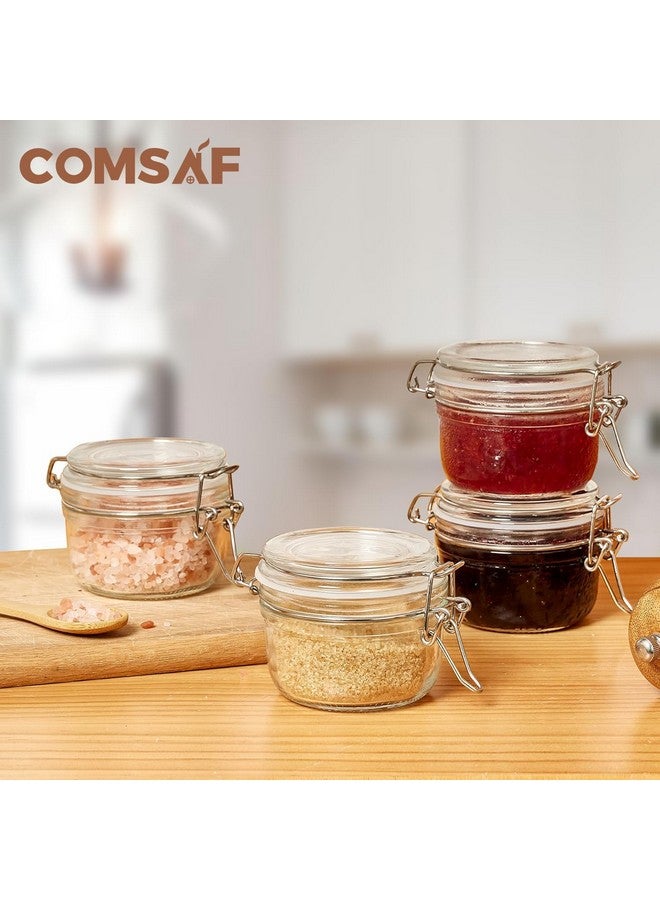 ComSaf 4oz Small Airtight Glass Jars Set of 6 with Lids Food Storage Jar Round, Mason Jar, Mini Storage Container with Clear Preserving Seal Wire Clip Fastening for Kitchen Canning, Jam, Spice, Honey - Image 5