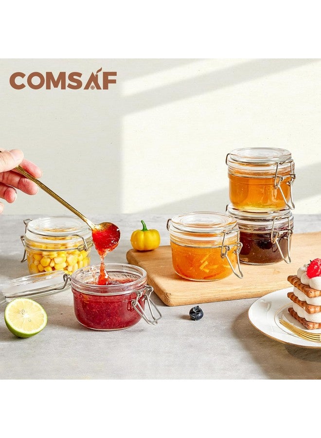 ComSaf 4oz Small Airtight Glass Jars Set of 6 with Lids Food Storage Jar Round, Mason Jar, Mini Storage Container with Clear Preserving Seal Wire Clip Fastening for Kitchen Canning, Jam, Spice, Honey - Image 4