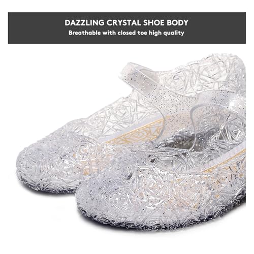 TANDEFLY Princess Girls Sandals Jelly Mary Jane Flats Shoes Dress Up Dance Party Cosplay Shoes for Kids Toddler White - Image 2