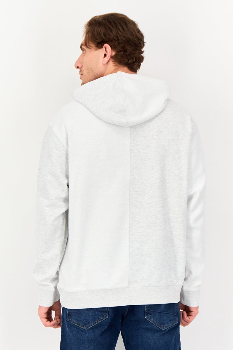 Celio Men Heather Long Sleeves Hoodie, Light Grey - Image 3