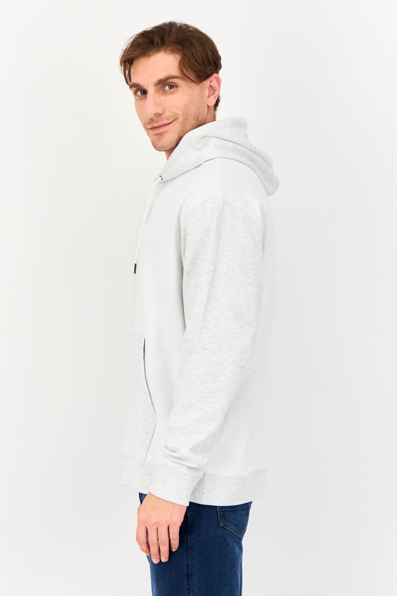 Celio Men Heather Long Sleeves Hoodie, Light Grey - Image 2