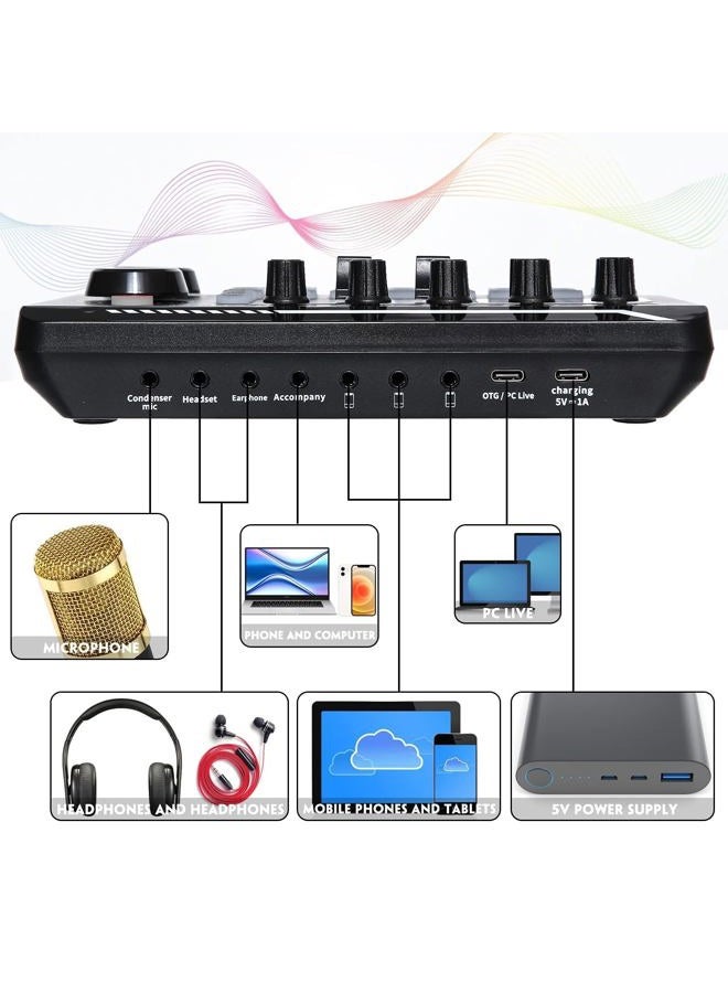 SINWE Professional Audio Mixer, Live Sound Card and Audio Interface with DJ Mixer Effects and Voice Changer,Podcast Production Studio Equipment, Prefect for Streaming/Podcasting/Gaming - Image 5