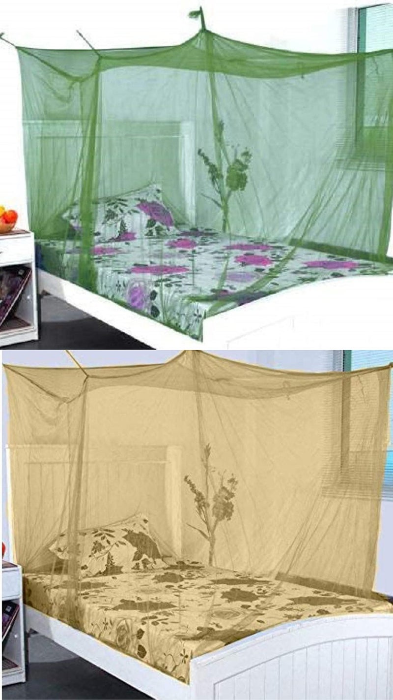 Neekshaa Combo Pack Mosquito Net for Single Bed Nylon Mosquito Net for Baby | Bedroom | Family_Size-6x3 FT_Color-Green,Yellow - Image 1