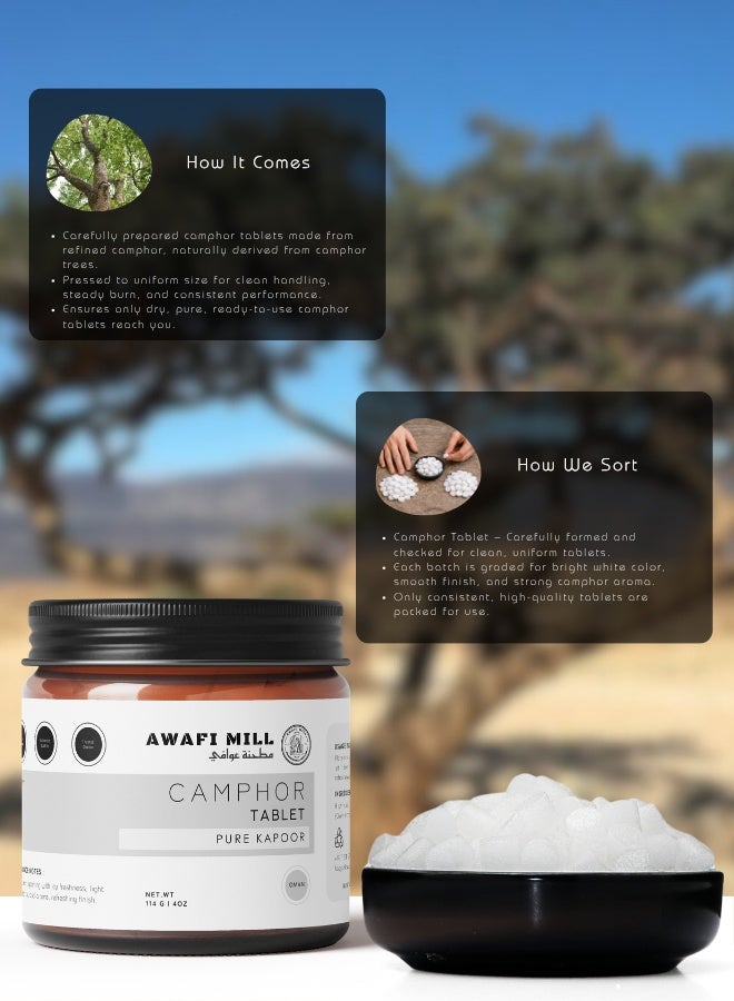 AWAFI MILL Camphor Tablets (Kapur) | Aromatic Camphor for Puja, Aarti, Diffusers and Home Fragrance | Fast-Subliming Camphor Solid - 114 g | 4 Oz - Image 3