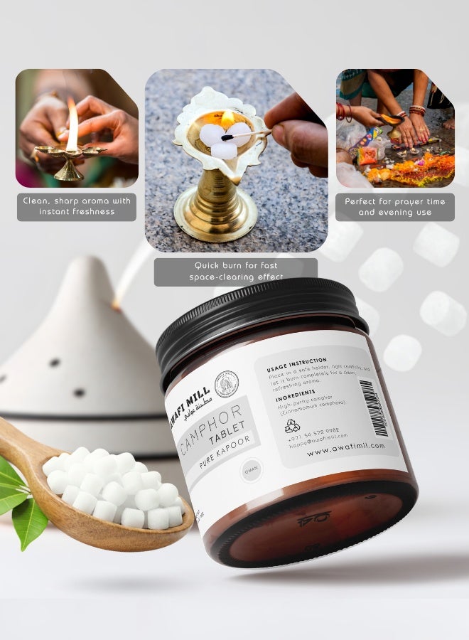 AWAFI MILL Camphor Tablets (Kapur) | Aromatic Camphor for Puja, Aarti, Diffusers and Home Fragrance | Fast-Subliming Camphor Solid - 114 g | 4 Oz - Image 2