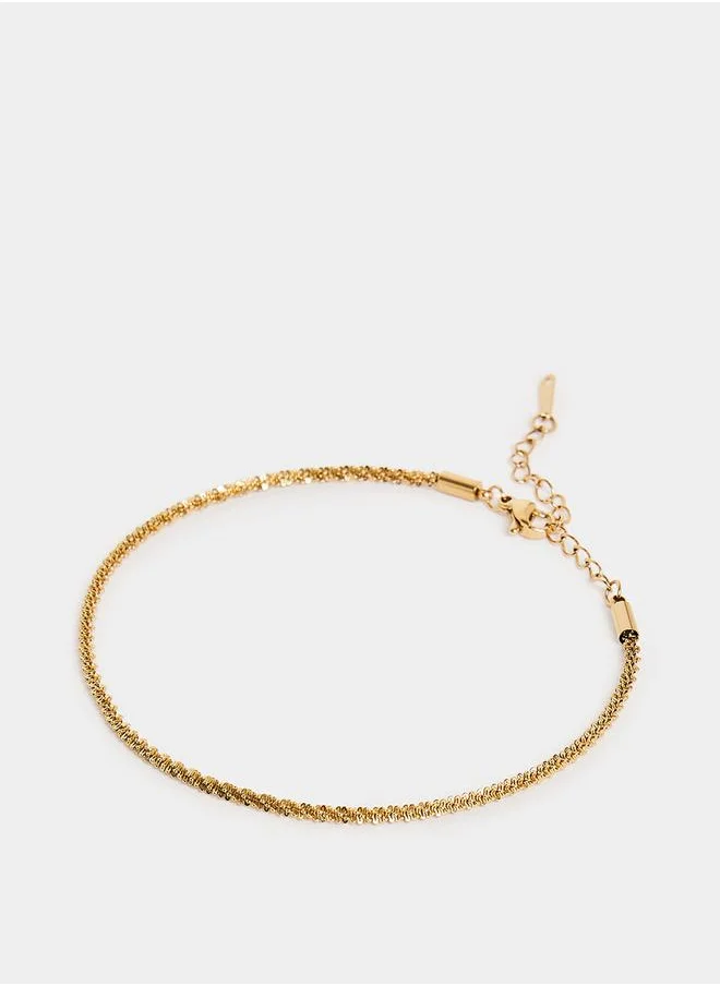 Styli Textured Metal Chain Anklet