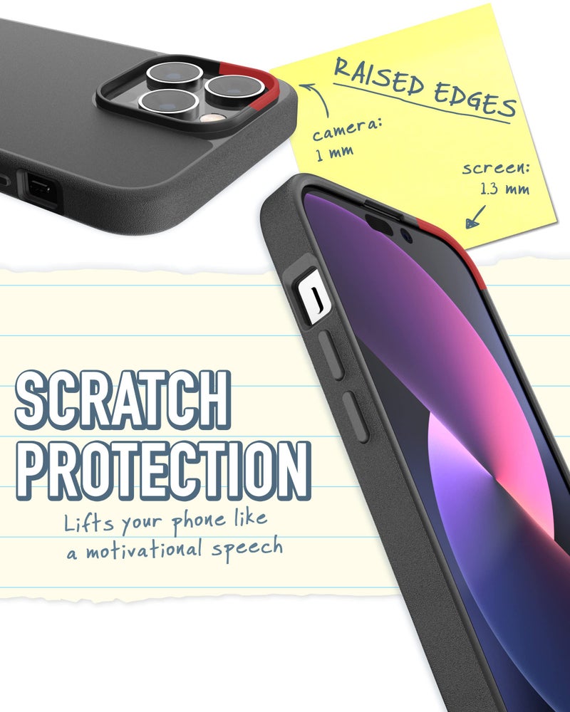 Smartish® iPhone 14 Pro Max Magnetic Case - Gripmunk Compatible with MagSafe [Lightweight + Protective] Slim/Thin Grip Cover with Microfiber Lining for Apple iPhone 14 Pro Max - Black Tie Affair - Image 3