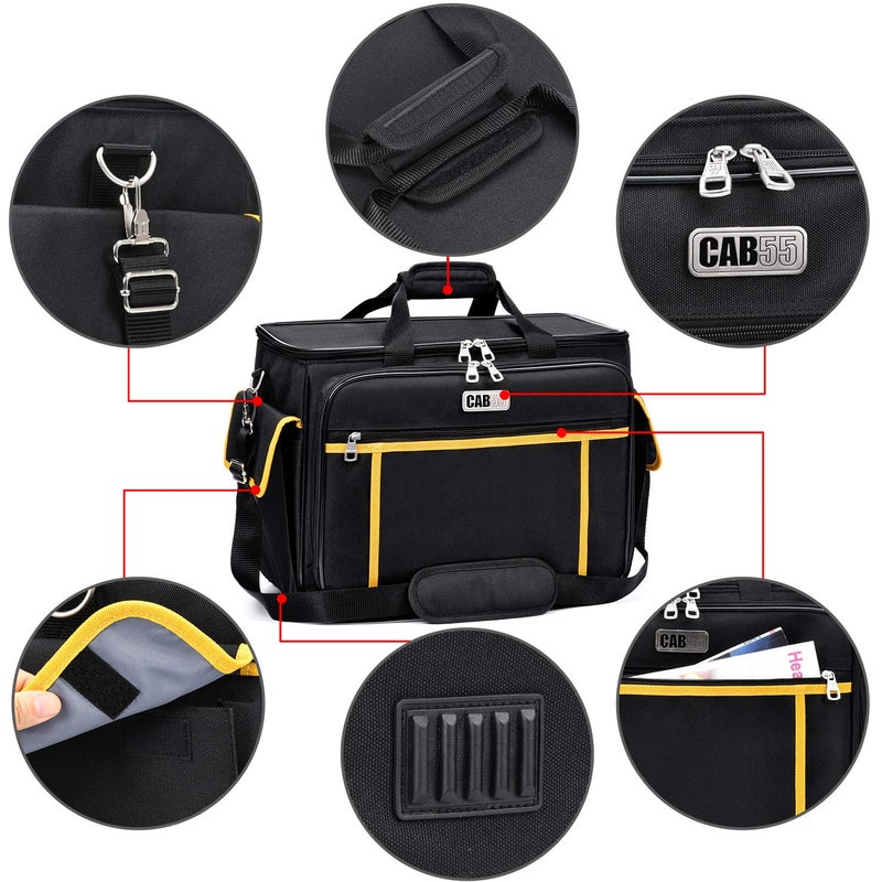 CAB55 Sewing Machine Case, Sewing Machine Carrying Bag with Removable Padding Pad, Tote Bag for Sewing Machine and Extra Sewing Accessories, Black (17"x13"x14") - Image 2