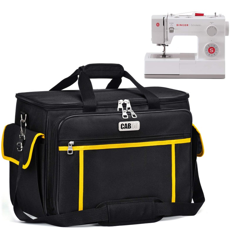 CAB55 Sewing Machine Case, Sewing Machine Carrying Bag with Removable Padding Pad, Tote Bag for Sewing Machine and Extra Sewing Accessories, Black (17"x13"x14") - Image 1