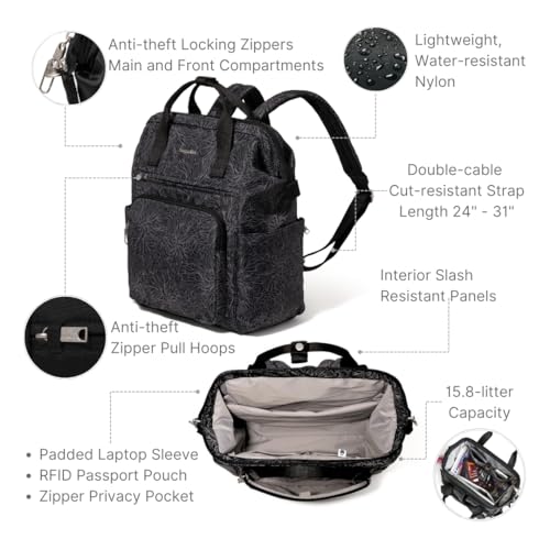 Baggallini Securtex Anti-Theft Windsor Backpack for Travel, Work & College, RFID & Locking Zipper, Up to 16" Laptop - Image 3