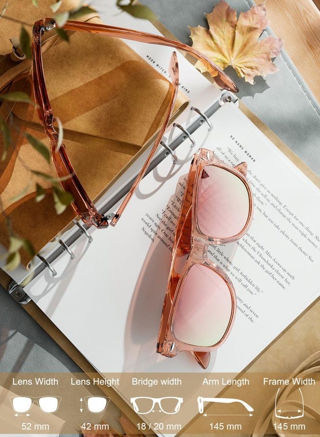 OUKEMAX Sunglasses-women Polarized Sunglasses-womens: Trendy Sun Glasses polarized UV400 Protection Fashion Sun glasses, Black + Light Brown + Purple Pink Mirrored, M - Image 4