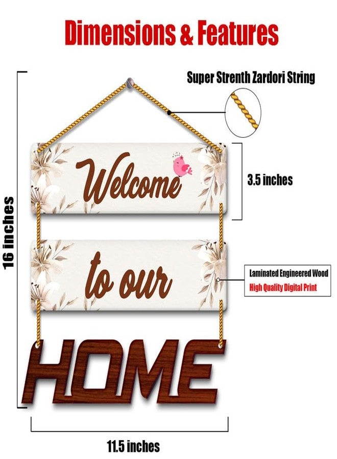 Yey Our Favourite Place Wooden Wall Hanging for Home Decor | Office | Living Room | Bedroom | Quotes Decorative Items (3 piece Wall hanging, Multicolor) (Welcome Home) - Image 4