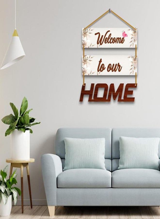Yey Our Favourite Place Wooden Wall Hanging for Home Decor | Office | Living Room | Bedroom | Quotes Decorative Items (3 piece Wall hanging, Multicolor) (Welcome Home) - Image 3