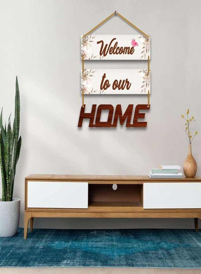 Yey Our Favourite Place Wooden Wall Hanging for Home Decor | Office | Living Room | Bedroom | Quotes Decorative Items (3 piece Wall hanging, Multicolor) (Welcome Home) - Image 5