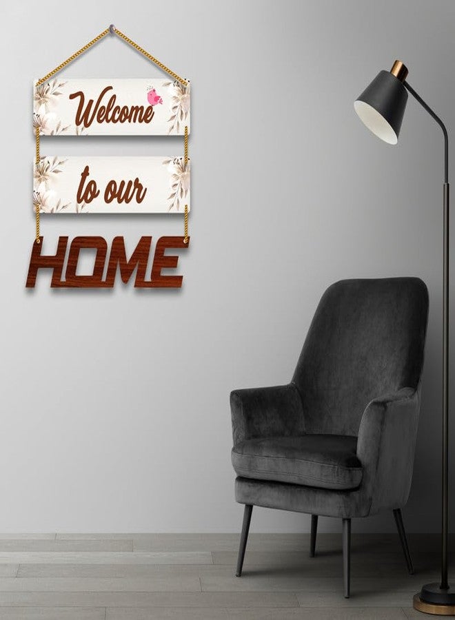 Yey Our Favourite Place Wooden Wall Hanging for Home Decor | Office | Living Room | Bedroom | Quotes Decorative Items (3 piece Wall hanging, Multicolor) (Welcome Home) - Image 2