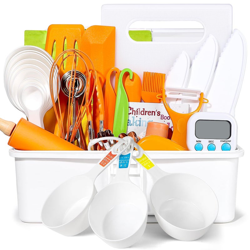 Suhctuptx Kids Cooking Sets Real Kids Cooking and Baking Gift Set with Storage Case Timer Kid Safe Knives Cutting Board Toddler Real Kitchen Accessories Birthday Gifts for Girls Boys Age 3 8 - Image 3