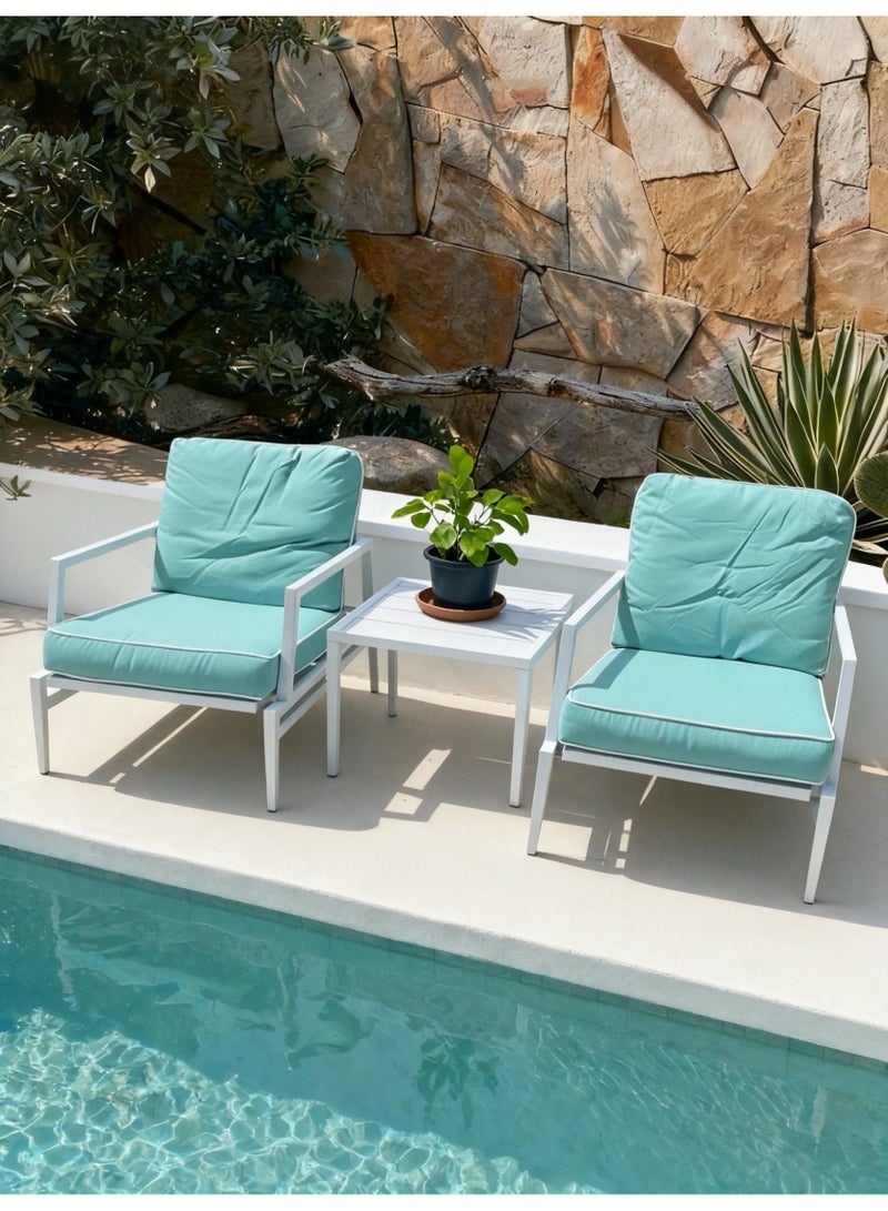 Broyhome 3-Piece Tiffany Blue Outdoor Furniture Chair Set & Table, Weather-Resistant Patio Furniture for Sea View, Garden & Villa, & Comfortable Outdoor Seating - Image 5