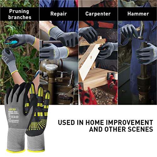 LOCCEF Endurance Knit Work Gloves MicroFoam Nitrile Coated-6 Pairs,Tacky Dot Grip, Multi Purpose,Micro-Foam Gloves(8-M) - Image 3