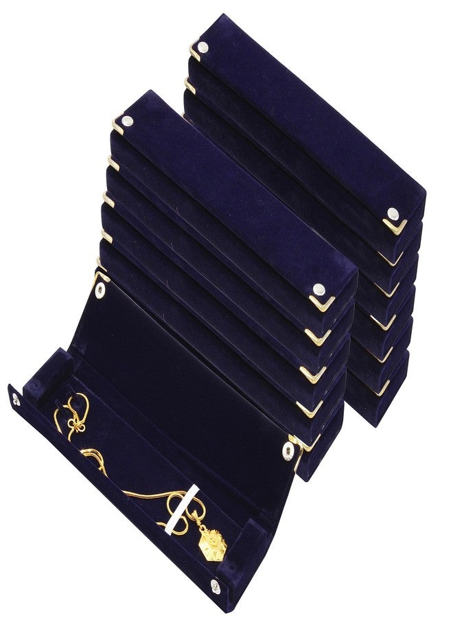 LUCES 12 Pieces Long Velvet Jewelry Chain Necklace Gift Box Set Bracelet Storage Case for Wedding Engagement Birthday Anniversary Blue - Image 1