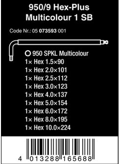 Wera 950 SPKL/9 SM N Colored Hexagon Set 05073593001  - Image 2