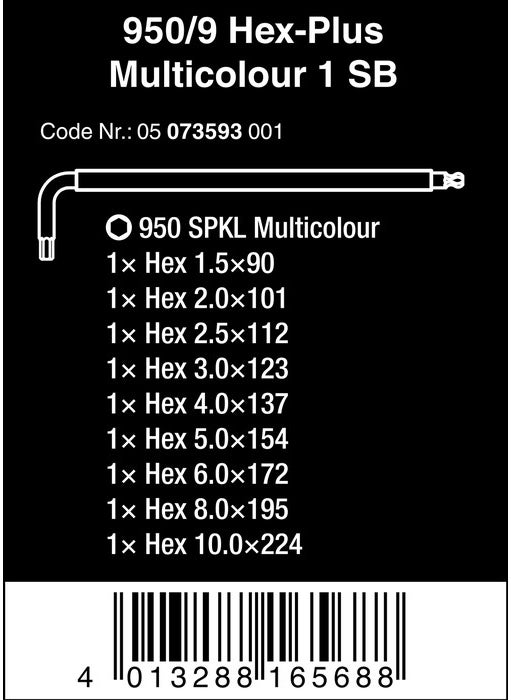 Wera - 950 SPKL/9 SM N Colored Hexagon Set 05073593001 - Image 1