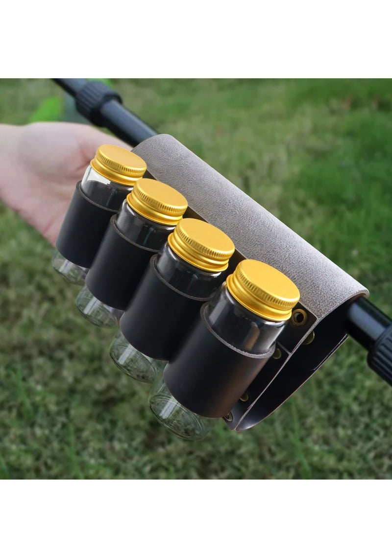 XiuWoo Portable Camping Spice Storage Bag with 4 Jars, Set Kit, Outdoor Containers, PU Leather Seasoning Condiment Organizer for Travel Hiking BBQ - Image 5