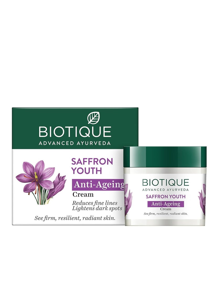 Biotique Biotique Bio Saffron Dew Youthful Moisturizer Protects Skin Cells Prevents Ageing and Retains Youthful Glow 100% Botanical Extracts Suitable for All Skin Types 50g  - Image 1
