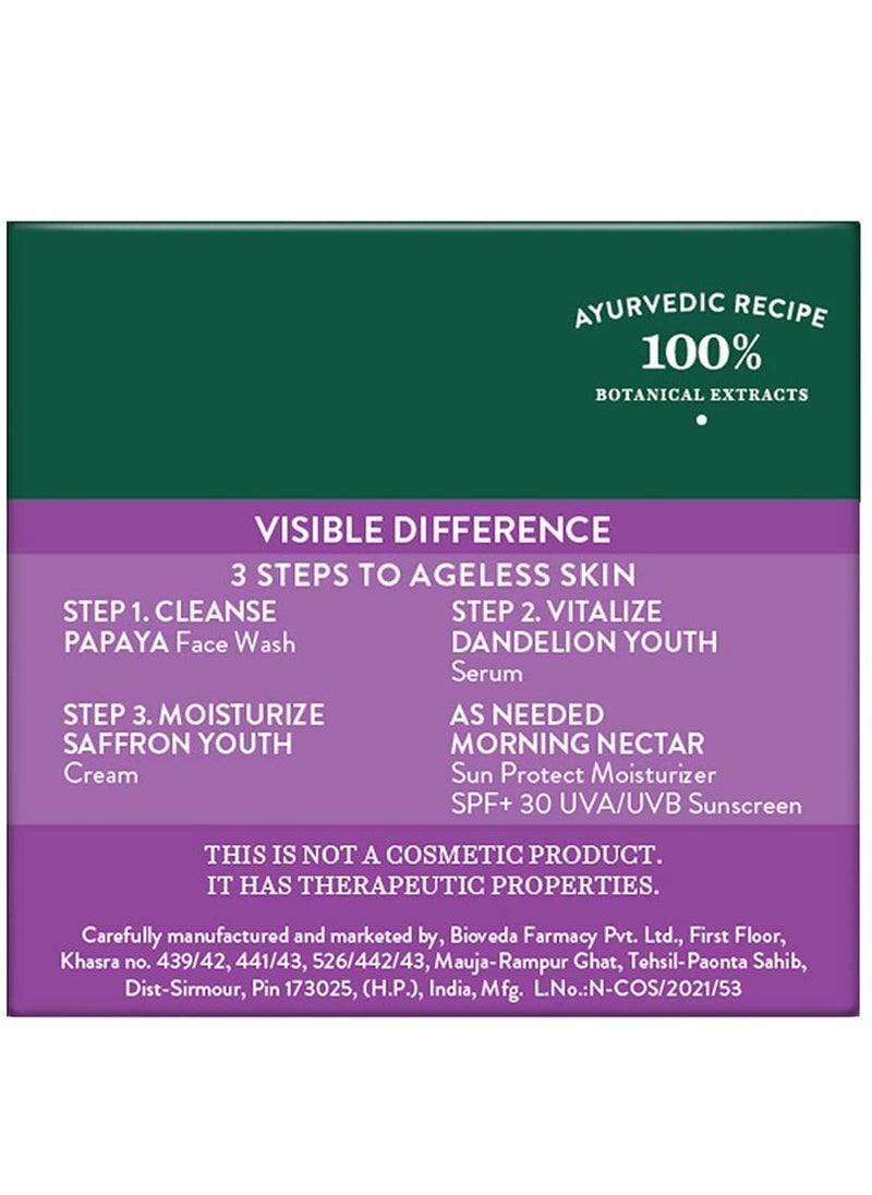 Biotique Biotique Bio Saffron Dew Youthful Moisturizer Protects Skin Cells Prevents Ageing and Retains Youthful Glow 100% Botanical Extracts Suitable for All Skin Types 50g  - Image 4