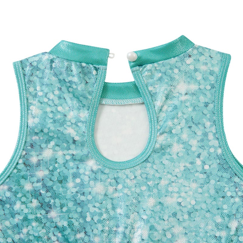 Vogseek Leotard With Shorts for Girls Gymnastics Blue Marble Bodysuits Outfits Children Apparel Clothing 5t 6t Biketard Sparkle Shiny Kids Size 5 6 - Image 5