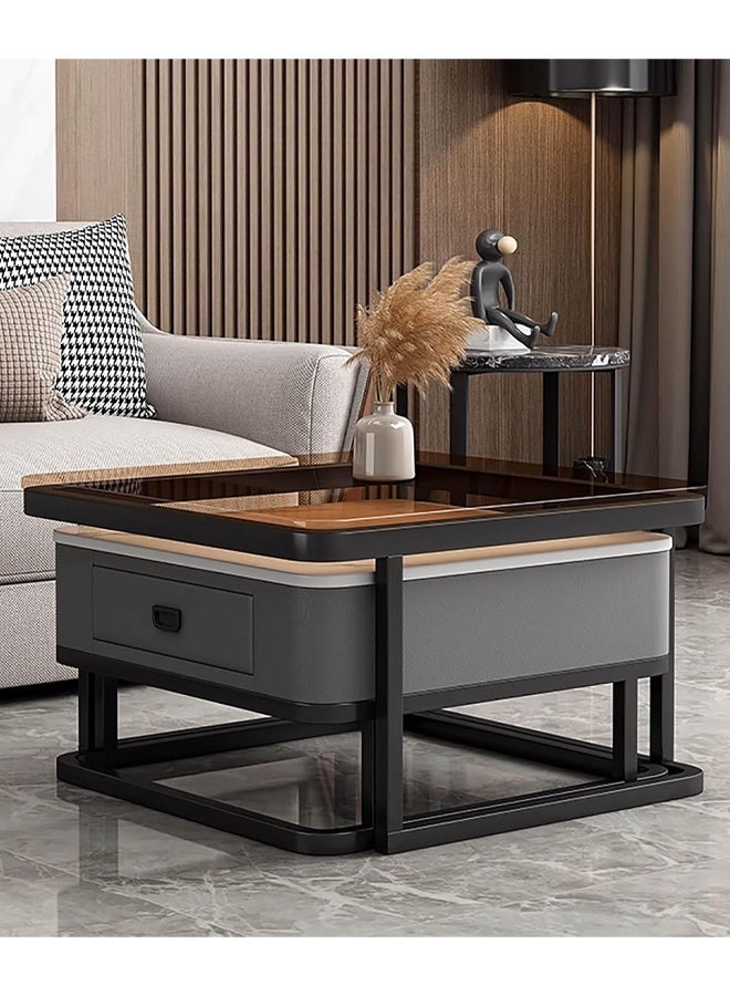 NKX Light luxury modern simple round small apartment coffee table living room home rock plate coffee table 70cm Grey&White&Black - Image 5