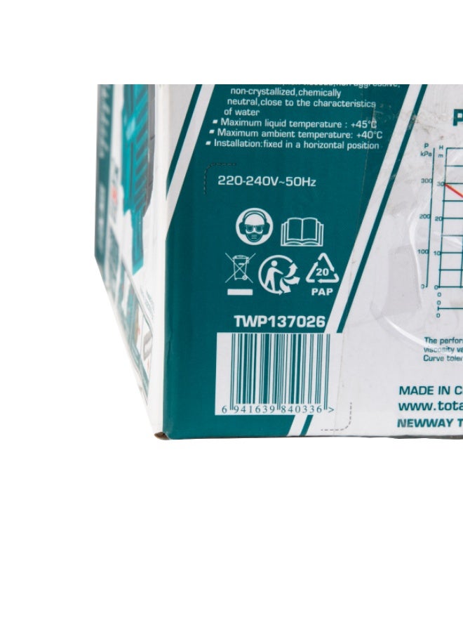 توتال موتور مياة 1/2 حصان 370وات 30متر ملفات نحاس من توتال TWP137026 - Image 2