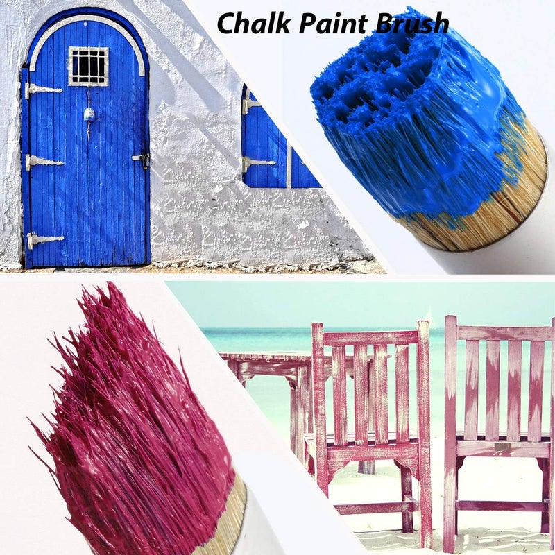 ARROLLIANT 3 Pieces Chalk and Wax Paint Brushes Bristle Stencil Brushes for Wood Furniture Home Decor, Including Flat Pointed and Round Chalked Paint Brushes - Image 5