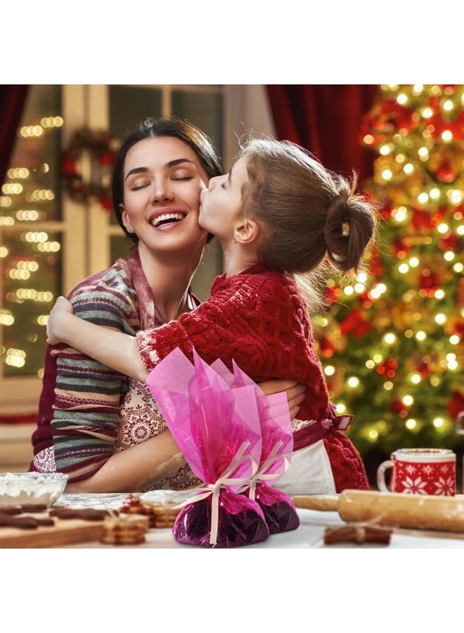 Morepack Pink Cellophane Wrap Roll, Translucent Pink Cellophane Wrapping Paper, 16 Inch Width x 100 Ft Long Colored Cellophane Rolls for Gift Baskets, DIY Arts Crafts Decoration and More - Image 5