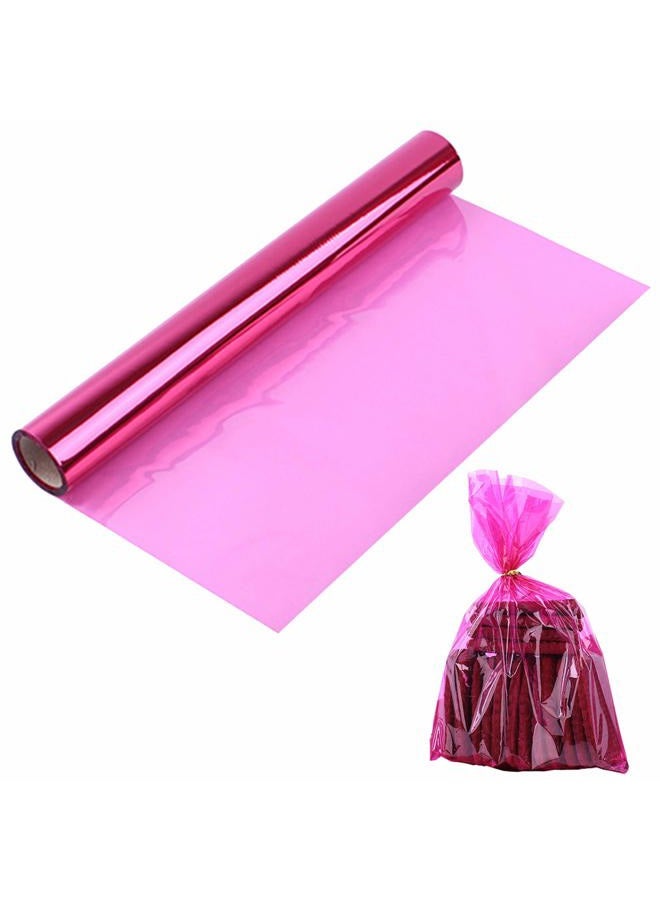 Morepack Pink Cellophane Wrap Roll, Translucent Pink Cellophane Wrapping Paper, 16 Inch Width x 100 Ft Long Colored Cellophane Rolls for Gift Baskets, DIY Arts Crafts Decoration and More - Image 1