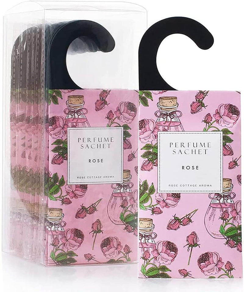ROSE COTTAGE ROSE COTTAGE Large 12 Packs Rose Hanging Closet Deodorizer Air Freshener Long Lasting Scented Sachets Smell Goods for House 