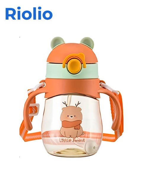 Baby and Toddler Trainer Cup, 300 Ml Silicone Sippy with Handles Lid and Straw, Spill Proof and Non-slip (Yellow)