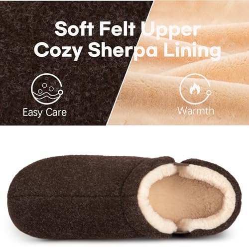 LongBay Men's Slippers Warm Bedroom Memory Foam House Shoes Slip-On for Indoor Outdoor Winter (Coffee, 9-10) - Image 4