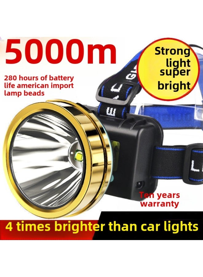 Headlamp Strong Light Rechargeable Outdoor Remote Super Bright Head-Mounted Flashlight Mi Xenon Night Fishing Miner's Lamp-Colour:Big Headlight Yellow Light —r9 Super Bright - Image 2