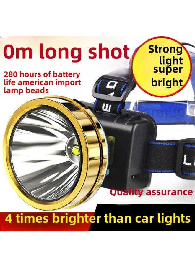 Headlamp Strong Light Rechargeable Outdoor Remote Super Bright Head-Mounted Flashlight Mi Xenon Night Fishing Miner's Lamp-Colour:Big Headlight Yellow Light —r9 Super Bright - Image 1