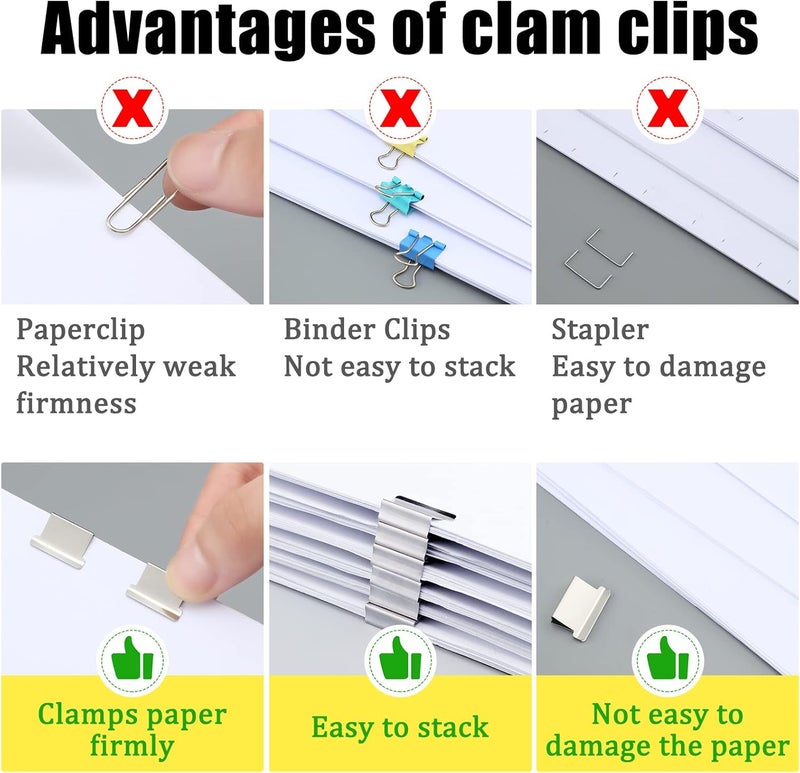 Woanger حزمة 3 من موزع مشابك الورق المحمولة مع 50 قطعة مشابك ملونة قابلة لإعادة الاستخدام و 124 قطعة مشابك فضية سعة 30 ورقة مقص ورق سريع للمكتب والوثائق والمنزل - Image 4