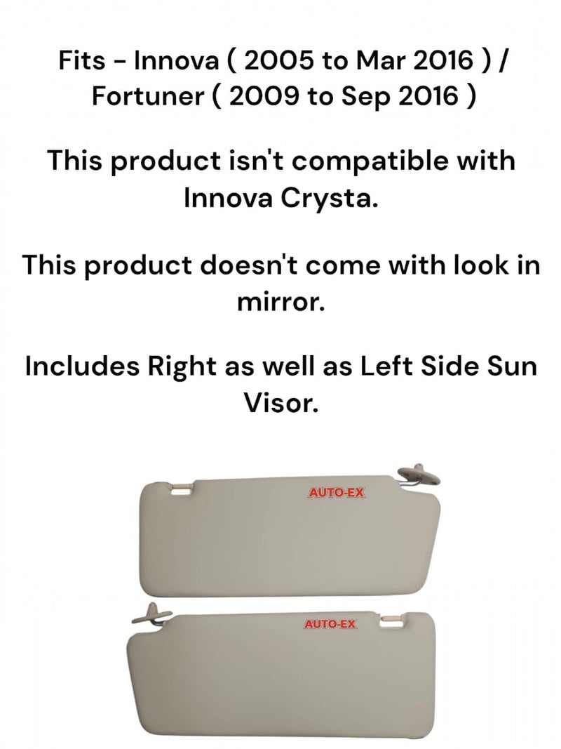 Auto-Ex Sun Visor Sun Shade Assembly Compatible/Replacement for Innova (2005 to Mar 2016) / Fortuner (2009 to Sep 2016) - Image 2