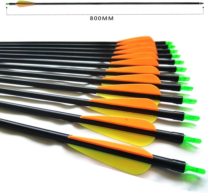 PANDARUS Archery 32inch/30inch 8mm Fiberglass Hunting Practice Arrows with Replaceable Arrowhead Spine 500 for Recure and Compound Bow Target (Pack of 12) - Image 2