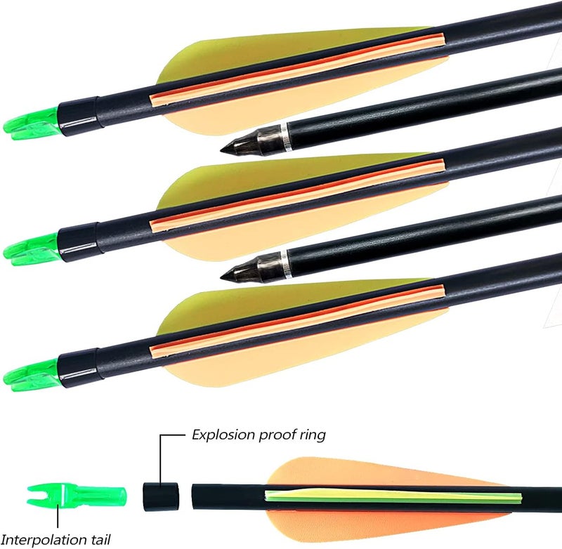 PANDARUS Archery 32inch/30inch 8mm Fiberglass Hunting Practice Arrows with Replaceable Arrowhead Spine 500 for Recure and Compound Bow Target (Pack of 12) - Image 4