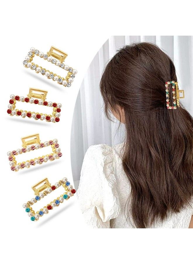 Sanas - Diamond Hair Accessories 4Pc Hair Butterfly Clips Claw Clips For Women Stone Hair Asserories For Women Pearl Hair Accessories Clutures For Hairs For Women Multicolour Combo 4Pc - Image 1
