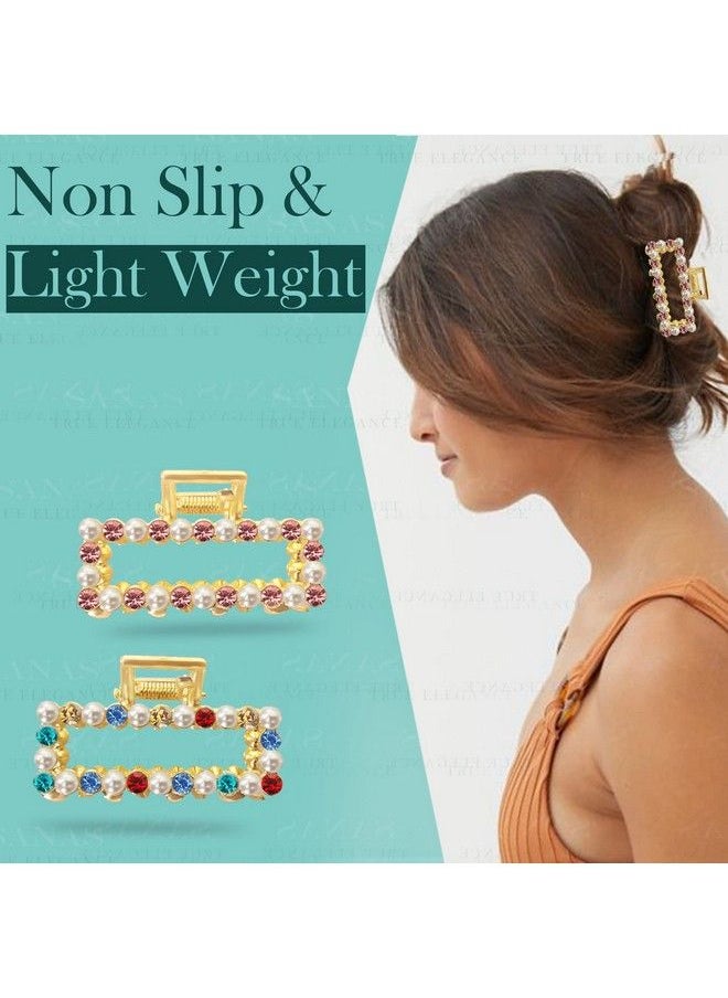 Sanas - Diamond Hair Accessories 4Pc Hair Butterfly Clips Claw Clips For Women Stone Hair Asserories For Women Pearl Hair Accessories Clutures For Hairs For Women Multicolour Combo 4Pc - Image 1