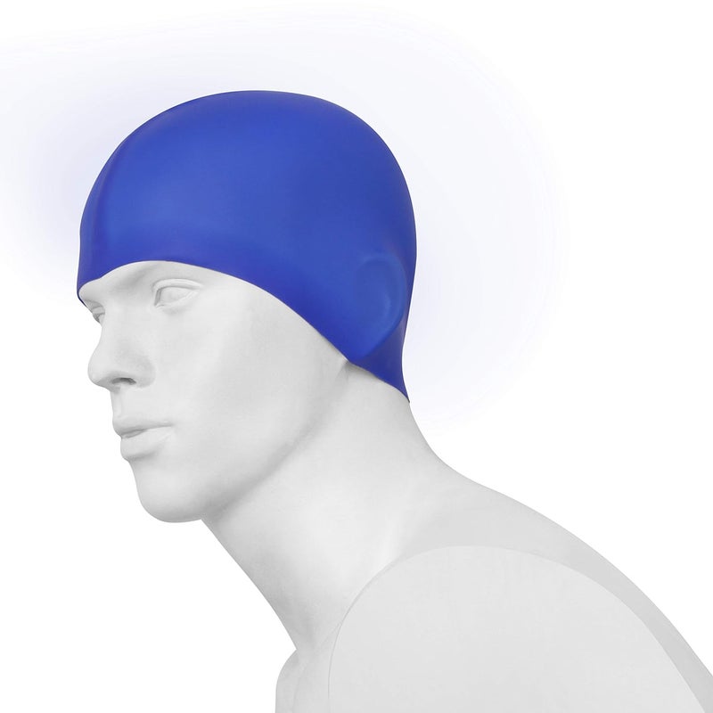 Nivia Classic Swimming Cap (Free Size) Blue Elastic Silicone Waterproof Suitable for Long Hair Unisex - Image 3