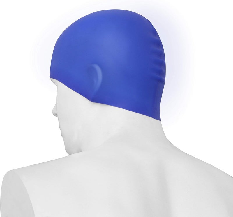 Nivia Classic Swimming Cap (Free Size) Blue Elastic Silicone Waterproof Suitable for Long Hair Unisex - Image 4