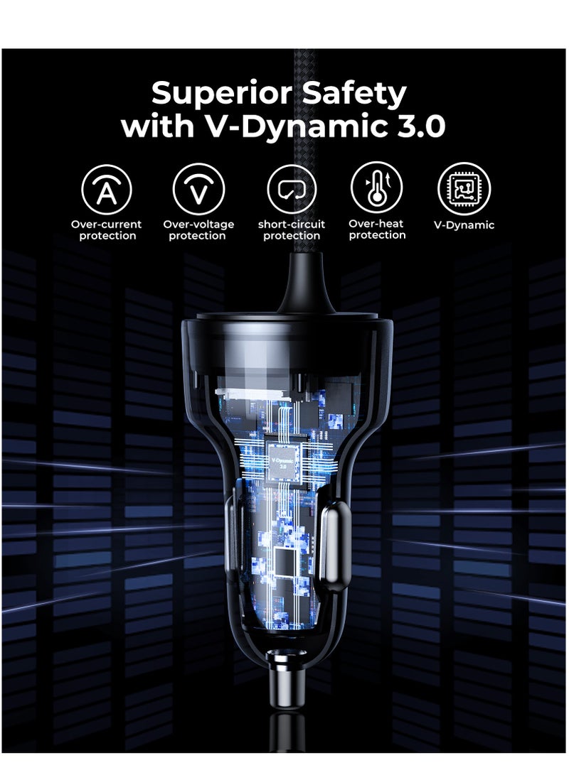 VOLTME Premium 60W Car Charger with Dual USB-C Ports and Built-in Magnetic Type-C Cable 1.2m/4ft, Fast Charging with V-Dynamic 3.0 and PD, Durable Nylon Braided Cable, Reversible Connectors, Compatible with MacBook Pro/Air, iPhone Air, 17/17 Pro/17 Pro Max Series, 16, 15, 14, 13, Galaxy S25/S24/S23/S22 Ultra, iPad Pro/Air and More - Image 5