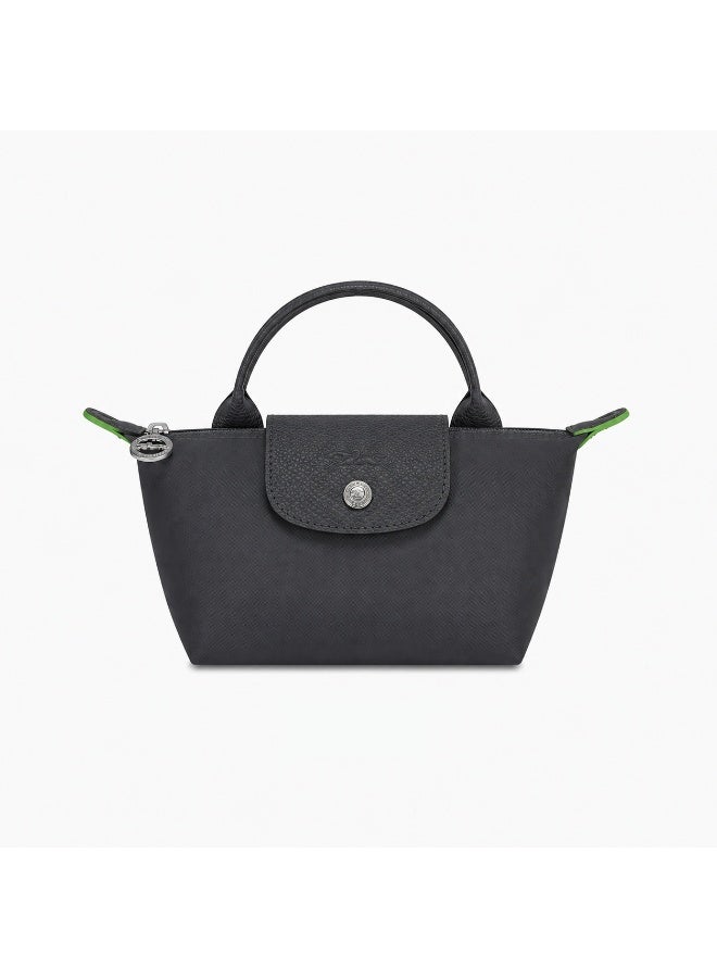 Nylon Mini Tote Bag, Water-Resistant with Leather Accents, Foldable