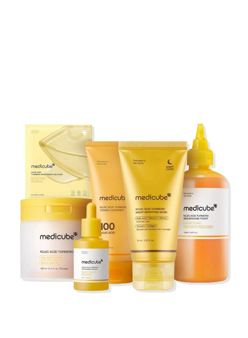 Medicube مجموعة ميديكوب كوجيك أسيد والكركم لتفتيح البشرة (روتين كامل للتألق من 6 خطوات) - Image 1